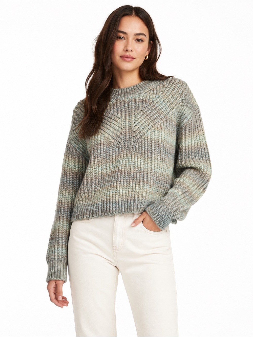 Club Monaco NWT Watercolor Yarn Alpaca Wool Chunky Knit Sweater Blue  Small
